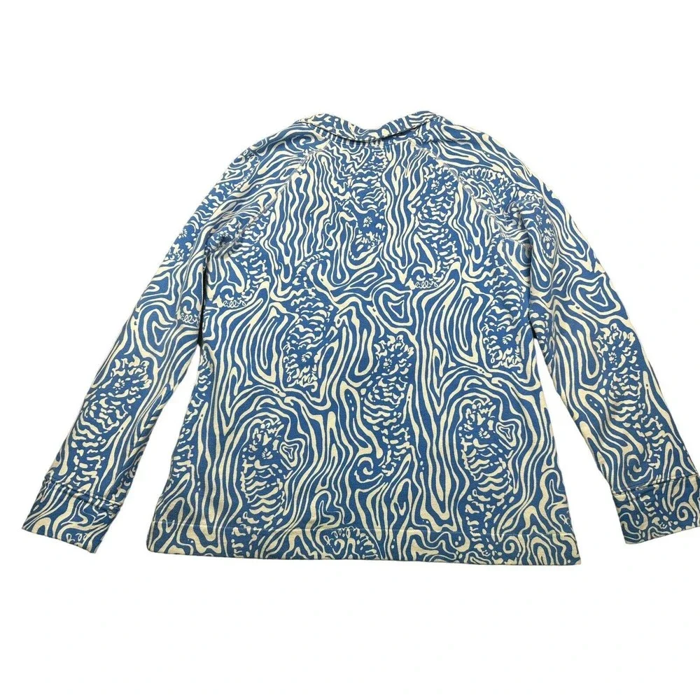 Lilly Pulitzer Solar‎ Blue Night Popover Top Quarter Zip Size Large